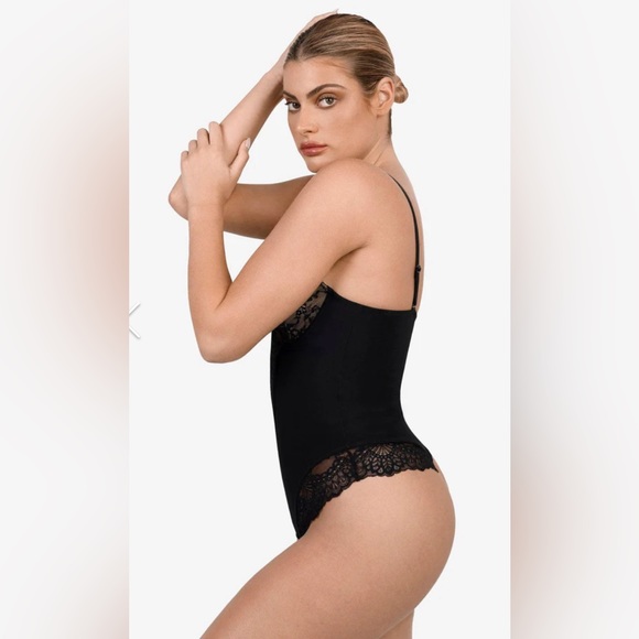 NWT Popilush Deep V Neck Lace Thong Bodysuit XL - Picture 2 of 10